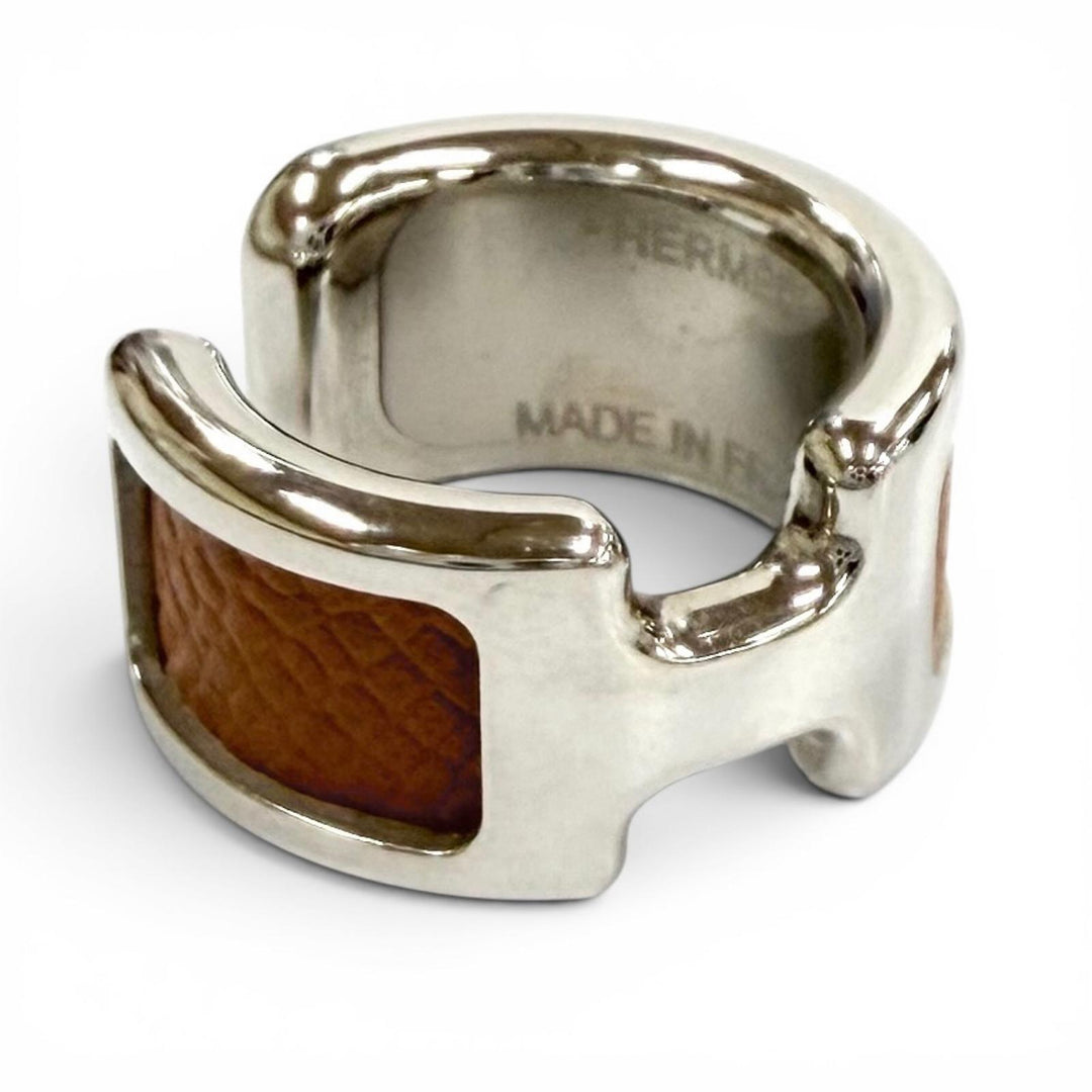 Excellent HERMES Earring Ear cuff Olamp PM Epsom Leather Women