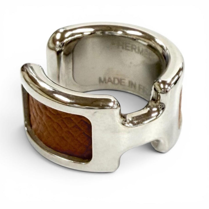 Excellent HERMES Earring Ear cuff Olamp PM Epsom Leather Women