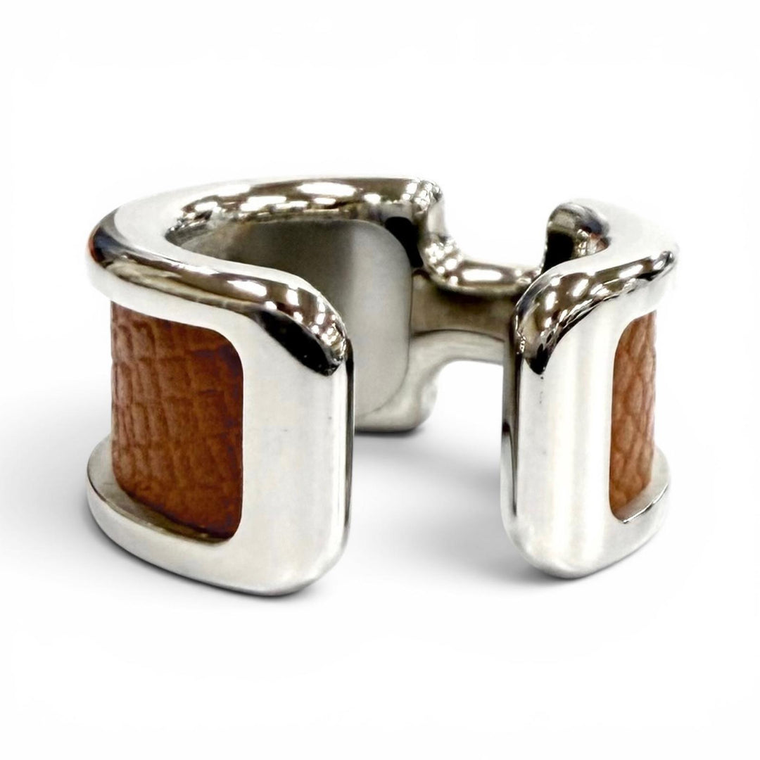 Excellent HERMES Earring Ear cuff Olamp PM Epsom Leather Women