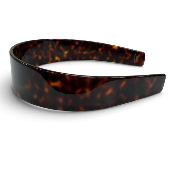 Great CELINE Katyusha Havana Blonde Doré Logo headband Brown marble 46Y376CEA