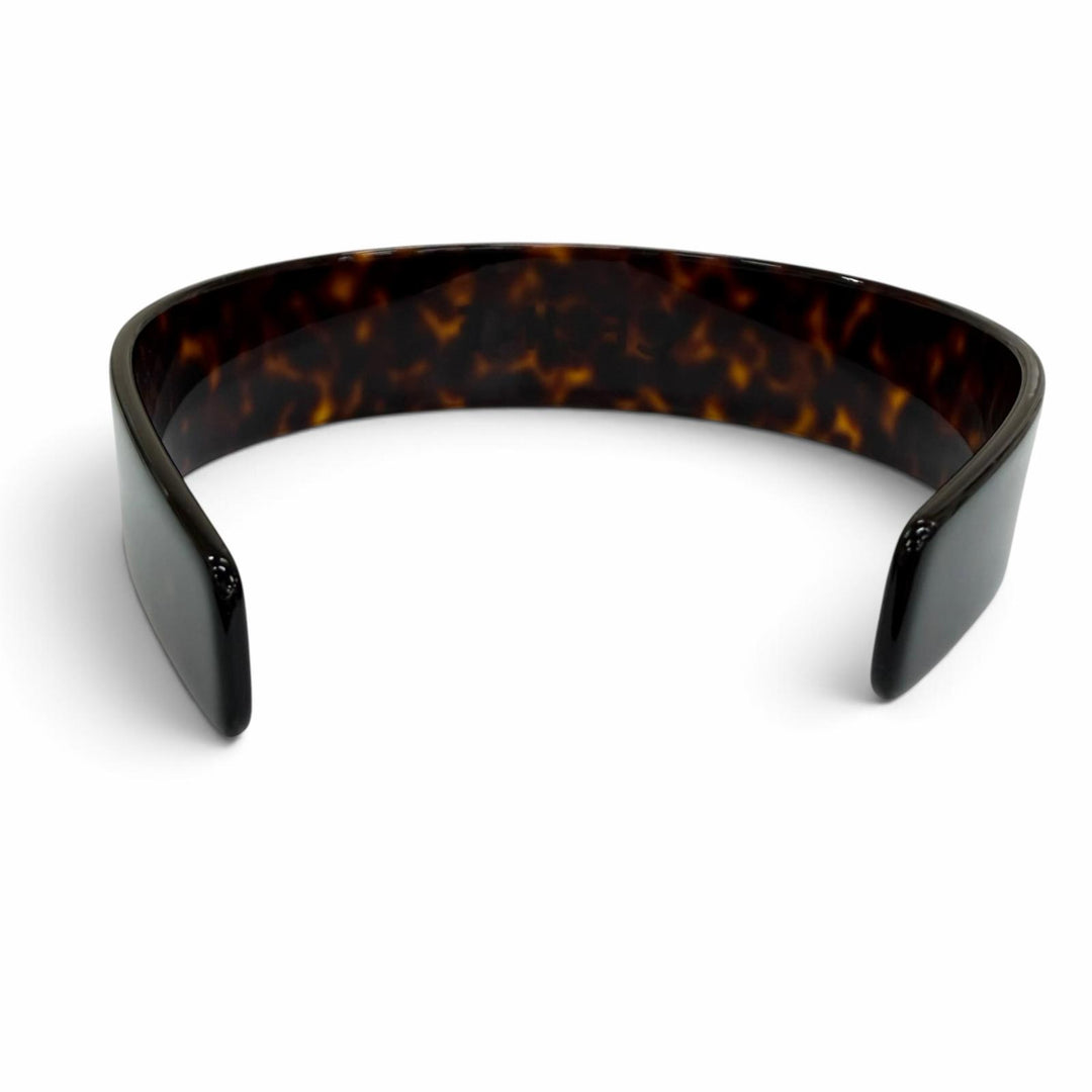 Great CELINE Katyusha Havana Blonde Doré Logo headband Brown marble 46Y376CEA