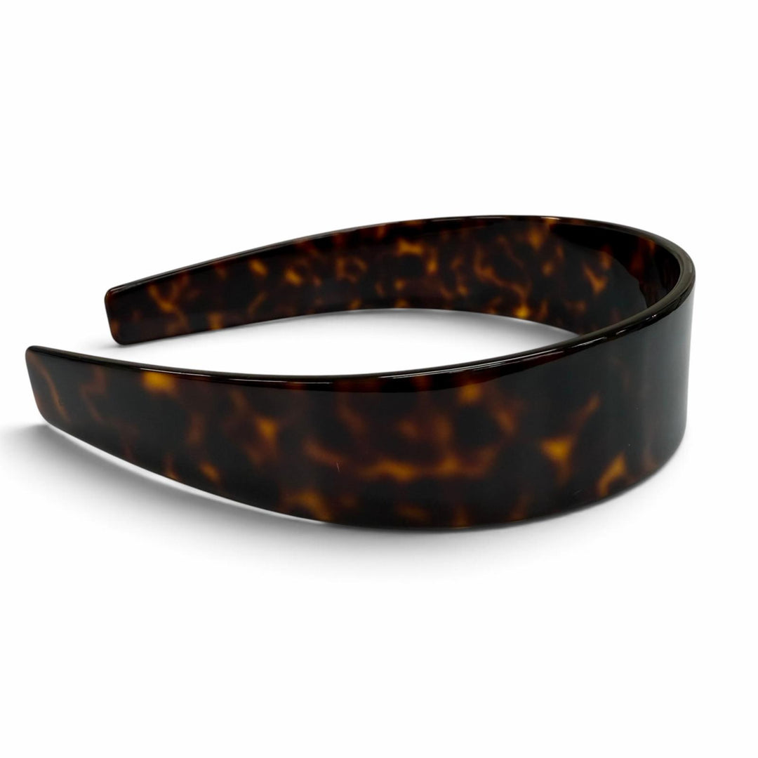 Great CELINE Katyusha Havana Blonde Doré Logo headband Brown marble 46Y376CEA
