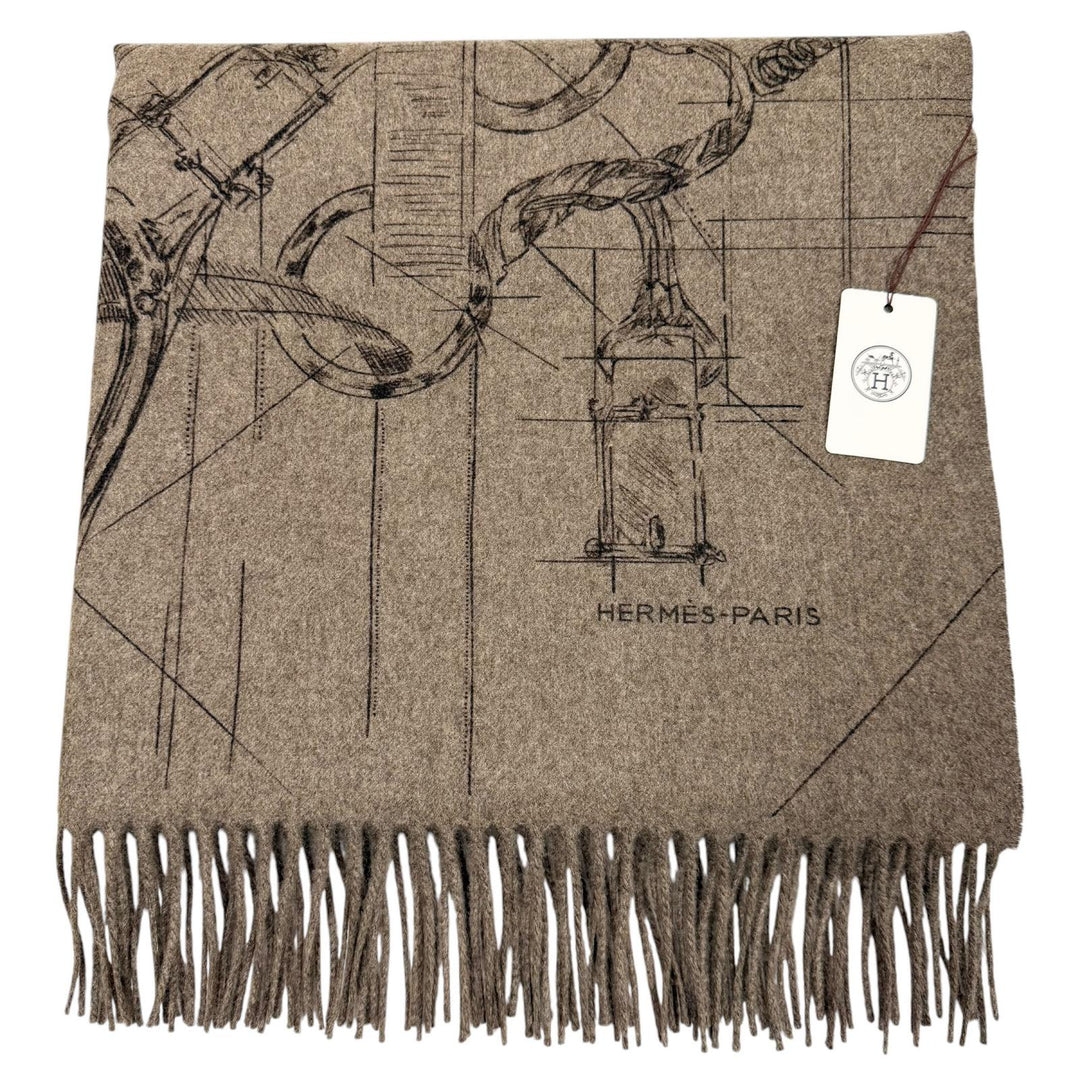 Pristine HERMES Scarf Cavalcadour Sketch Current product: Fringe cashmere mens