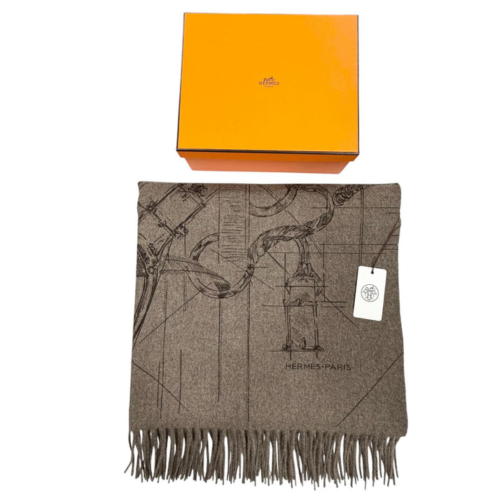 Pristine HERMES Scarf Cavalcadour Sketch Current product: Fringe cashmere mens