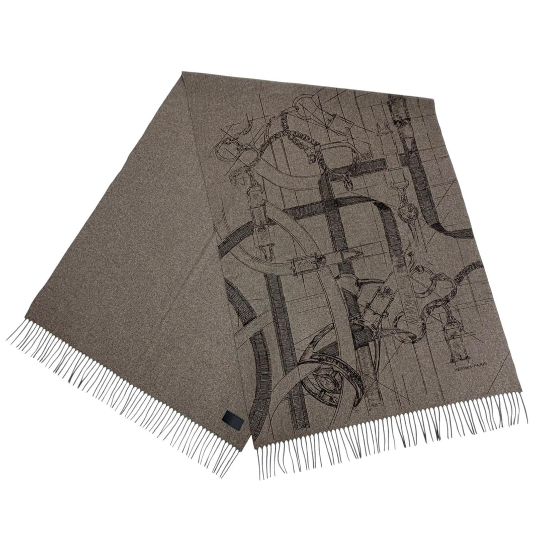 Pristine HERMES Scarf Cavalcadour Sketch Current product: Fringe cashmere mens