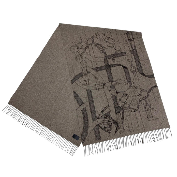 Pristine HERMES Scarf Cavalcadour Sketch Current product: Fringe cashmere mens