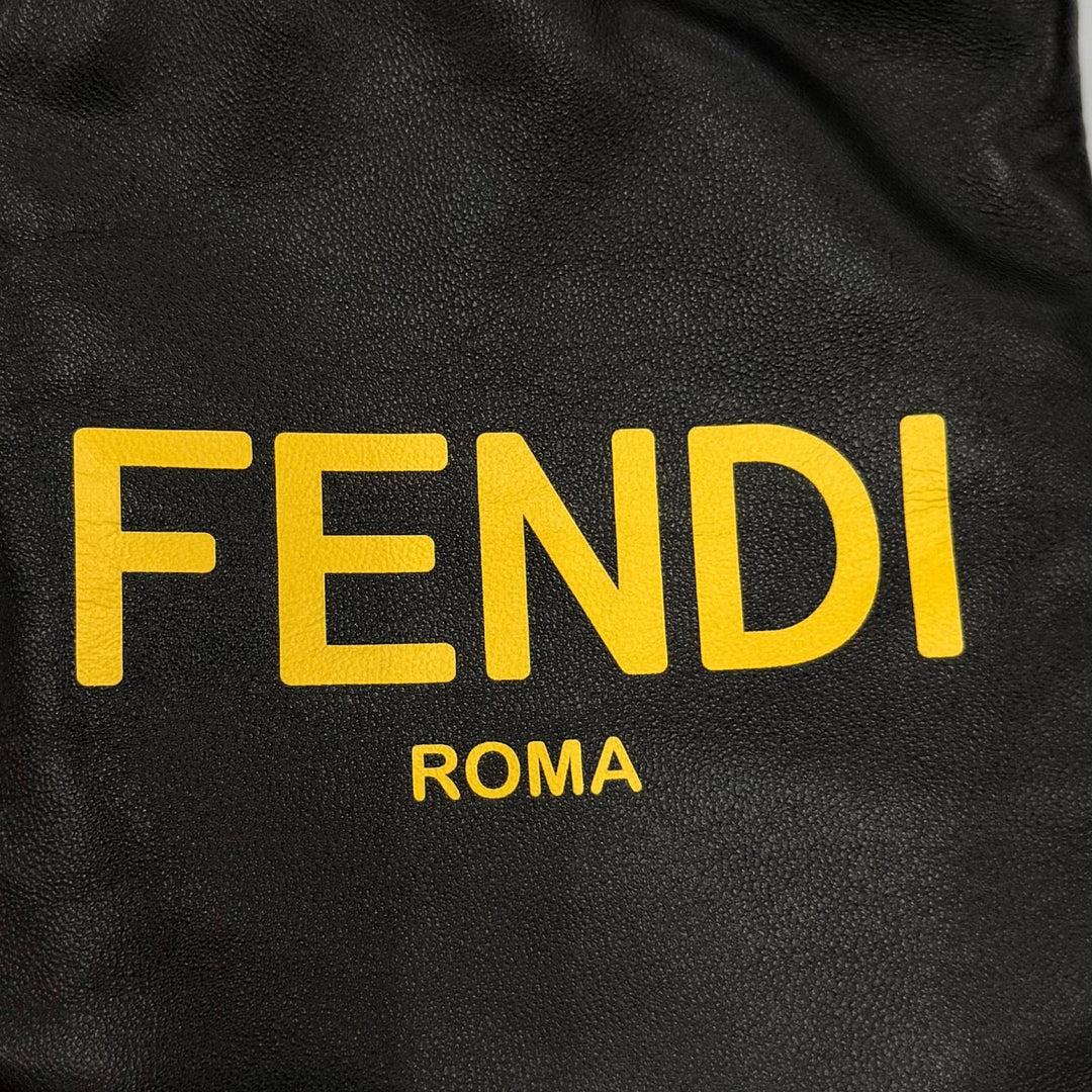 Great FENDI Mobile case Logo Slim Clutch Drawstring Leather Phone Pouch 7AR898