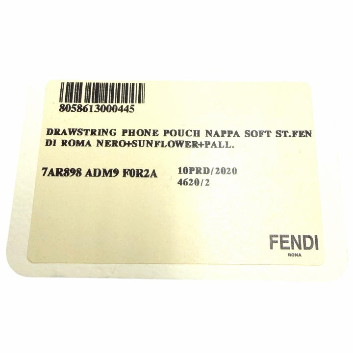 Great FENDI Mobile case Logo Slim Clutch Drawstring Leather Phone Pouch 7AR898