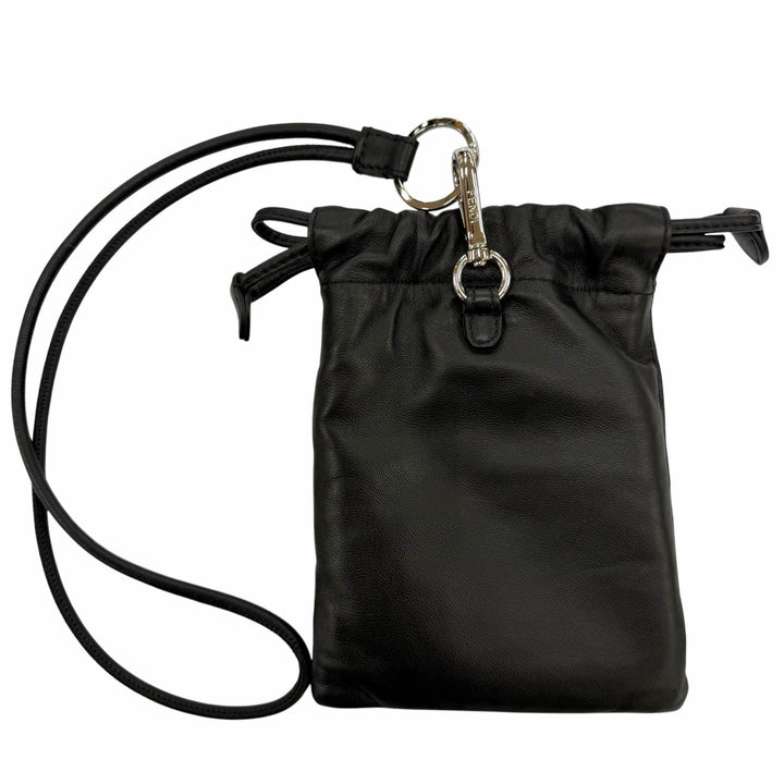Great FENDI Mobile case Logo Slim Clutch Drawstring Leather Phone Pouch 7AR898