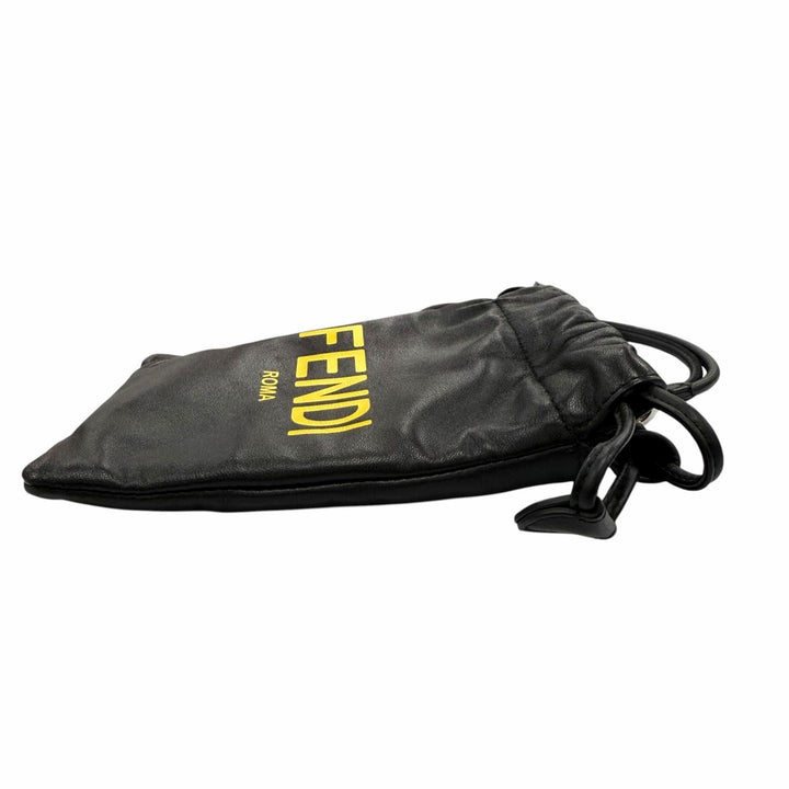 Great FENDI Mobile case Logo Slim Clutch Drawstring Leather Phone Pouch 7AR898