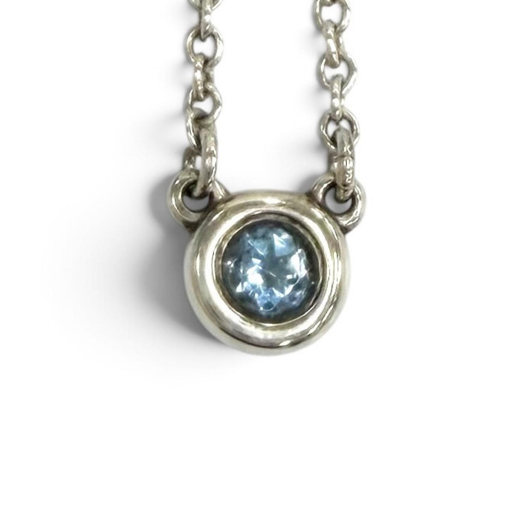 Great TIFFANY&Co. Necklace Color by the Yard Aquamarine Pendant blue AG925 Women