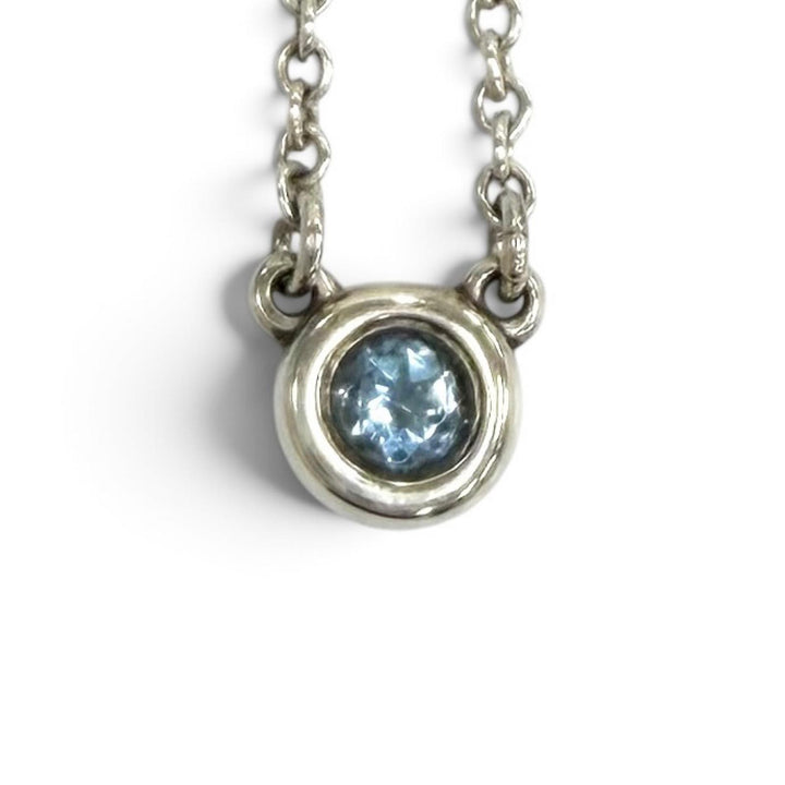 Great TIFFANY&Co. Necklace Color by the Yard Aquamarine Pendant blue AG925 Women