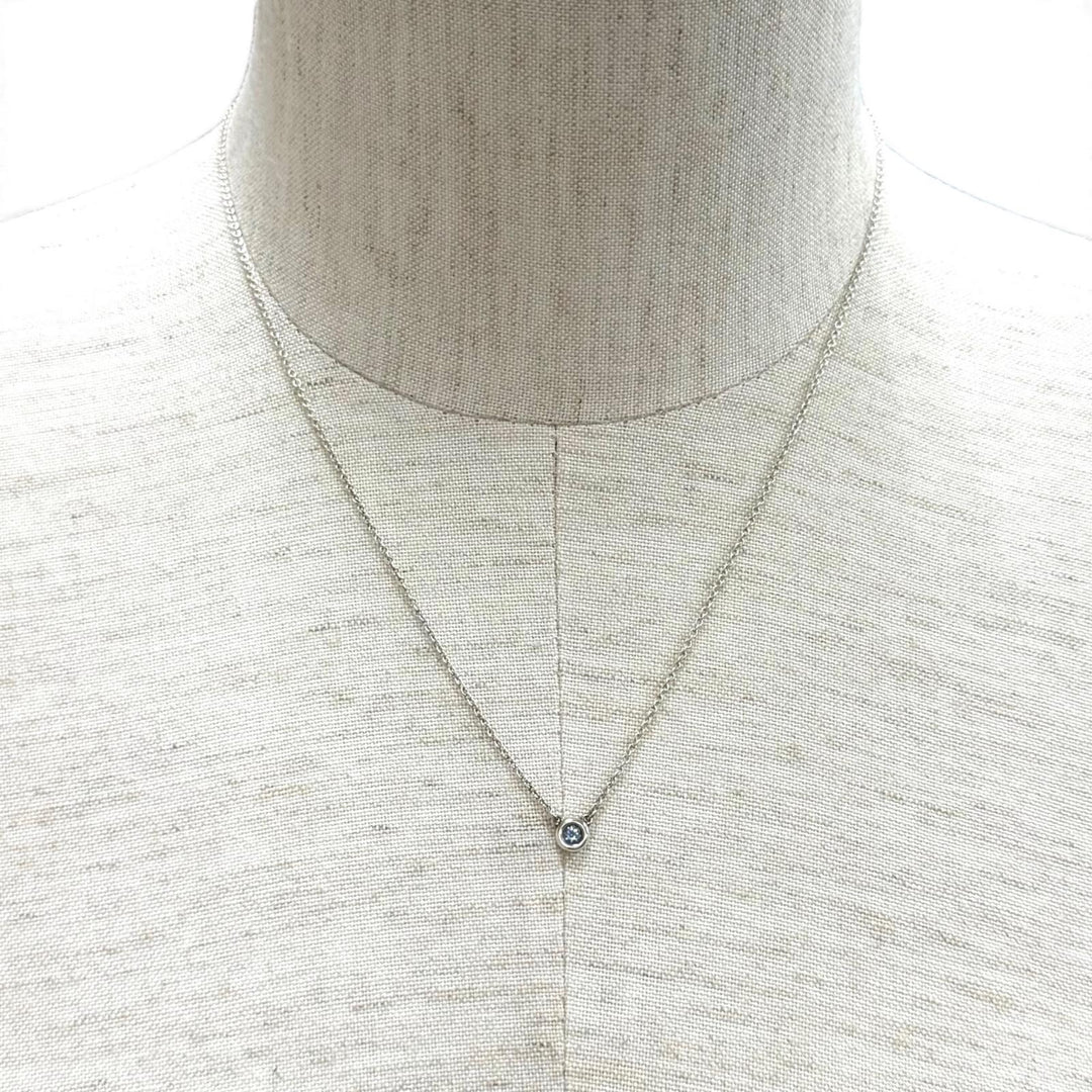 Great TIFFANY&Co. Necklace Color by the Yard Aquamarine Pendant blue AG925 Women