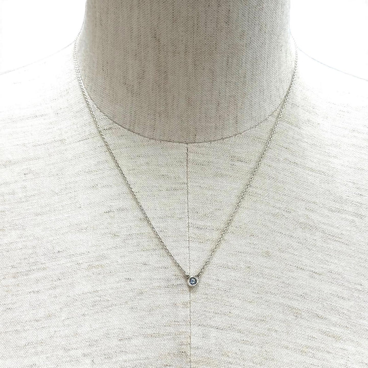 Great TIFFANY&Co. Necklace Color by the Yard Aquamarine Pendant blue AG925 Women