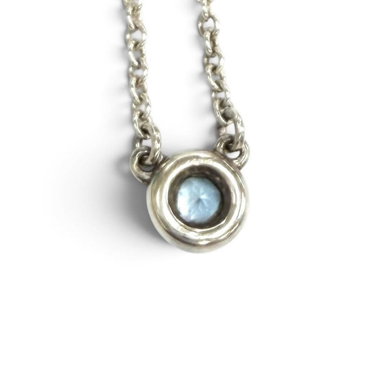 Great TIFFANY&Co. Necklace Color by the Yard Aquamarine Pendant blue AG925 Women