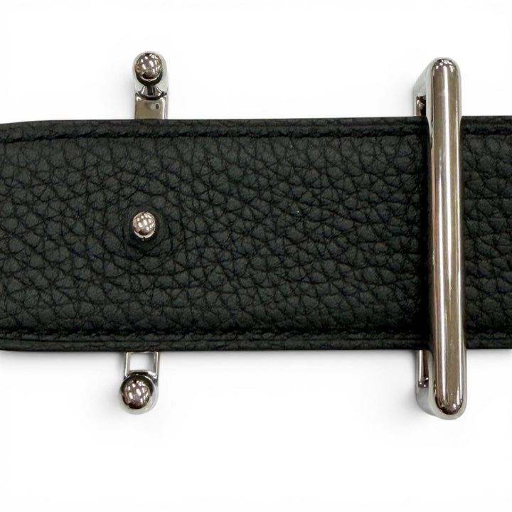 Pristine HERMES belt H Dunkle black Box scarf Leather mens