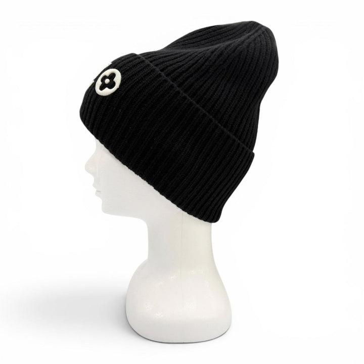 Great LOUIS VUITTON Knit cap LV Headline Beanie hat black wool mens M77872