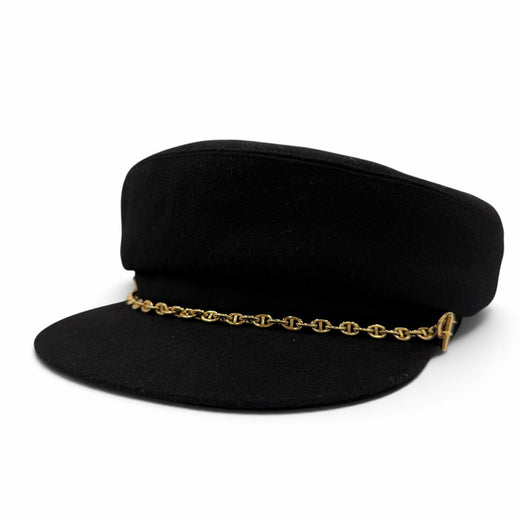 Great HERMES Belle Ile Casquette ChÃ©ne Dunkel black cashmere Women 56