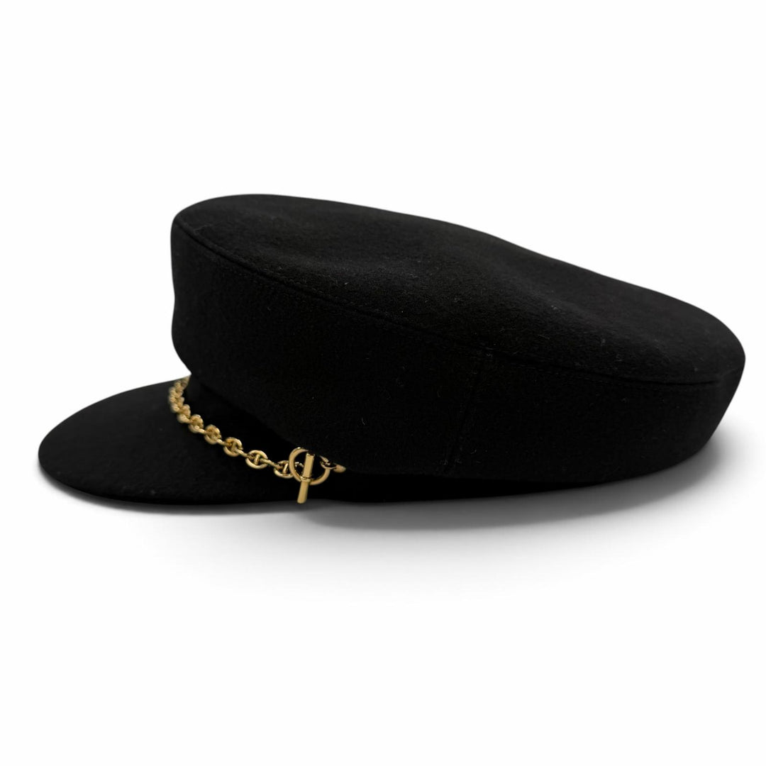 Great HERMES Belle Ile Casquette ChÃ©ne Dunkel black cashmere Women 56