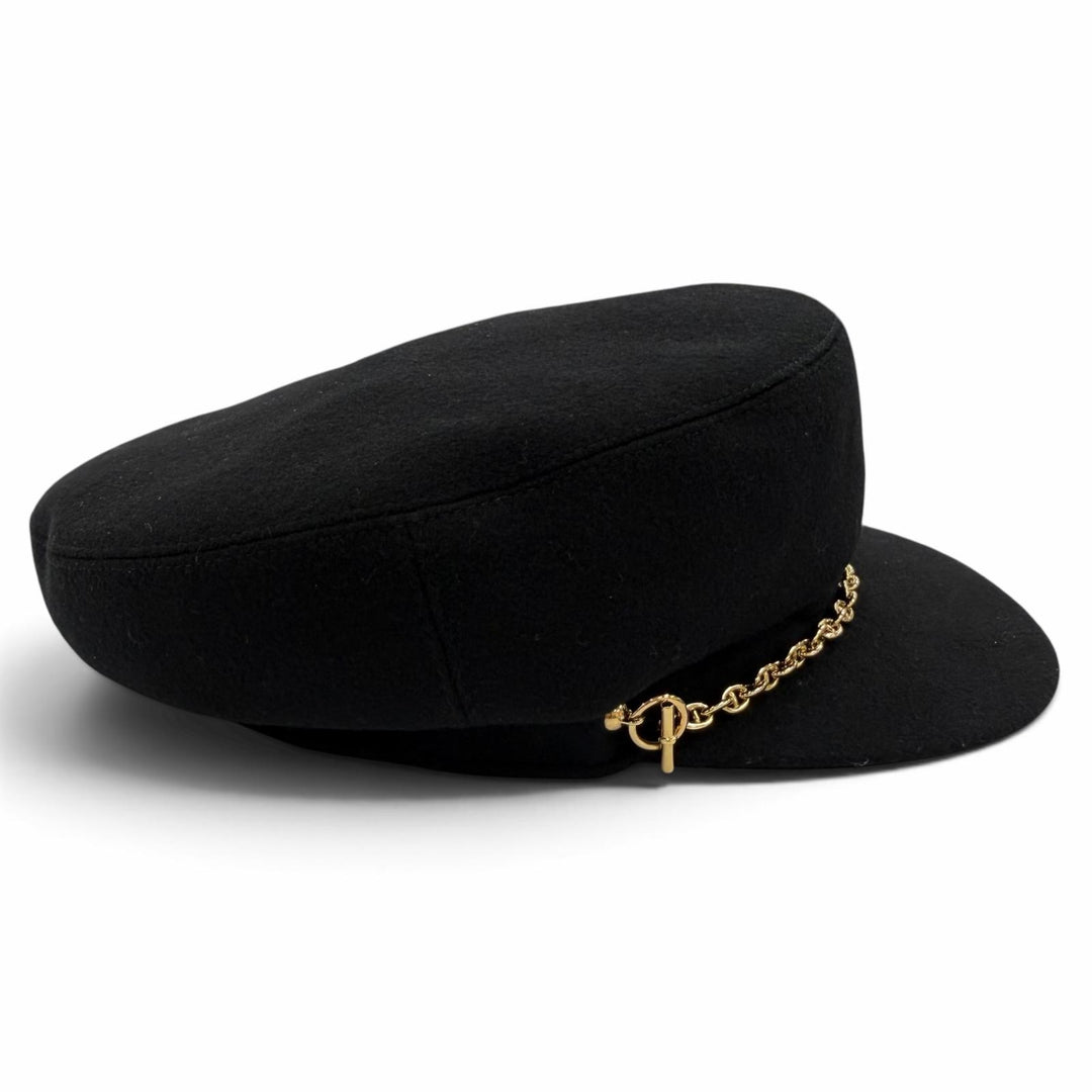 Great HERMES Belle Ile Casquette ChÃ©ne Dunkel black cashmere Women 56