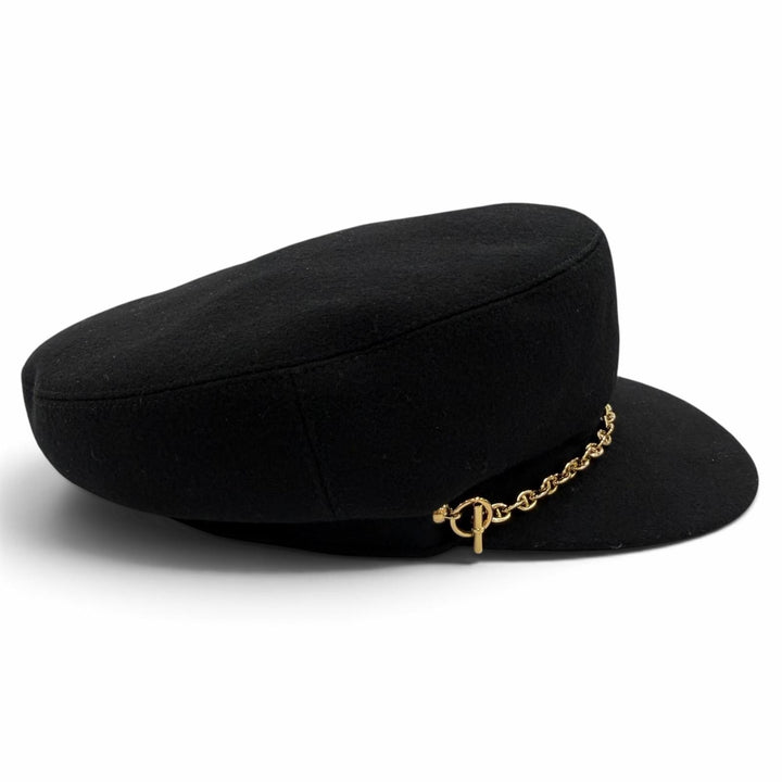 Great HERMES Belle Ile Casquette ChÃ©ne Dunkel black cashmere Women 56