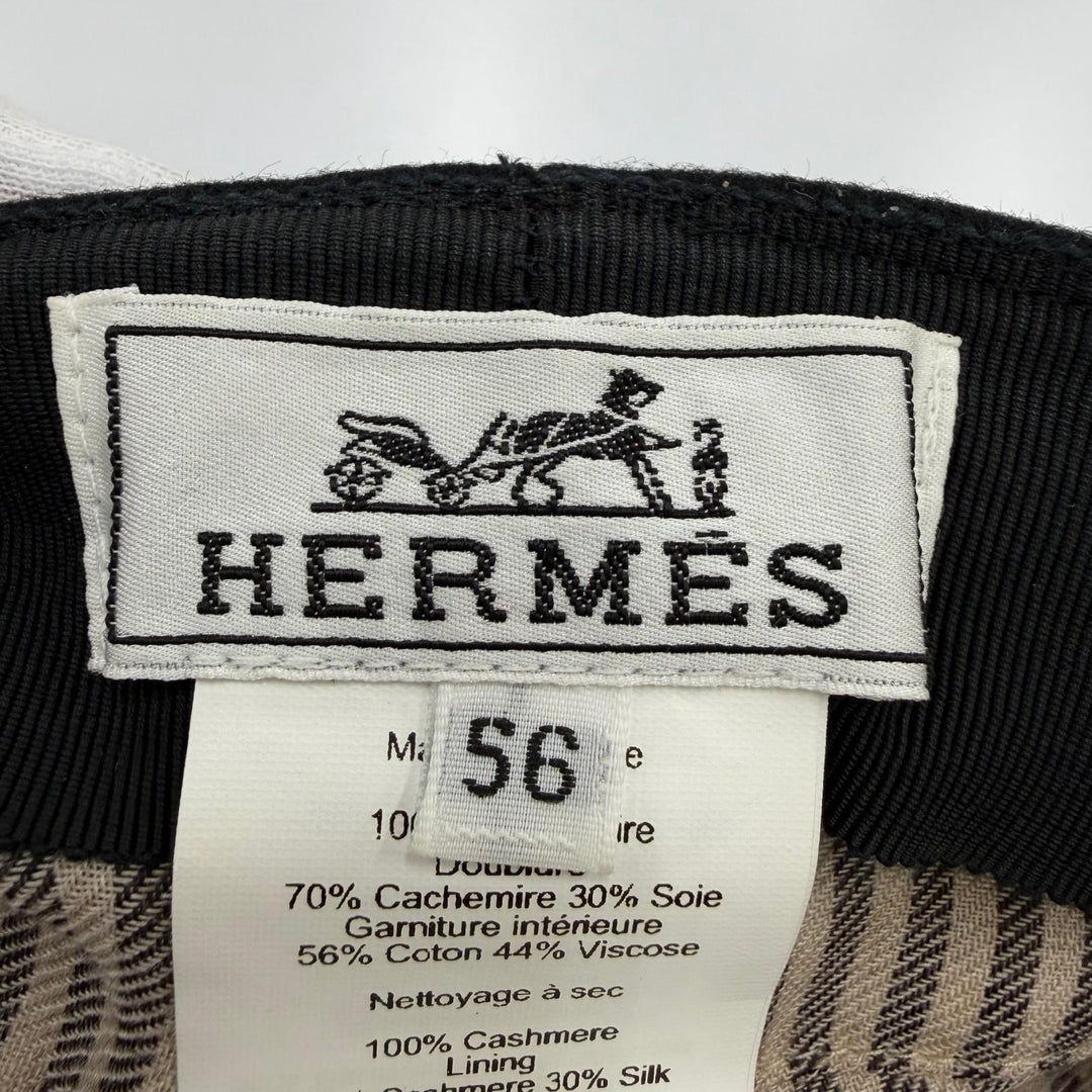 Great HERMES Belle Ile Casquette ChÃ©ne Dunkel black cashmere Women 56