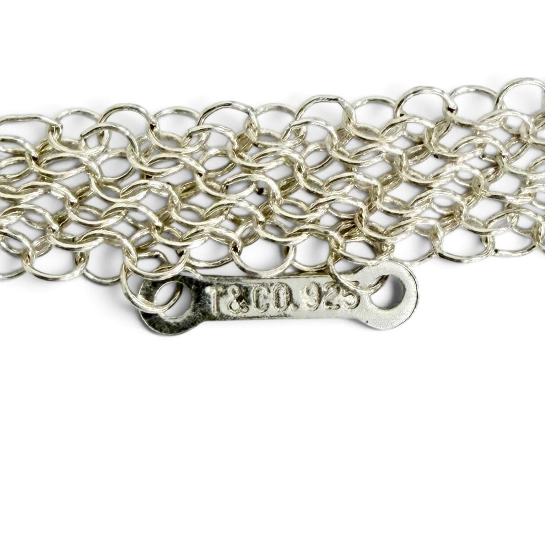 Great TIFFANY&Co. Necklace Open Heart Pendant Large Mesh Chain Silver 925 Women