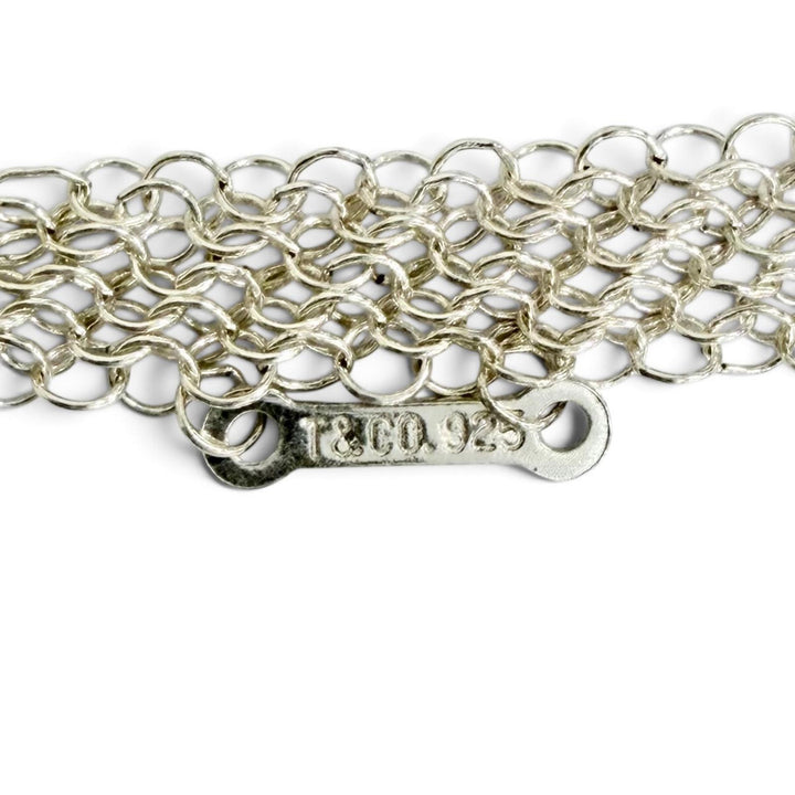 Great TIFFANY&Co. Necklace Open Heart Pendant Large Mesh Chain Silver 925 Women