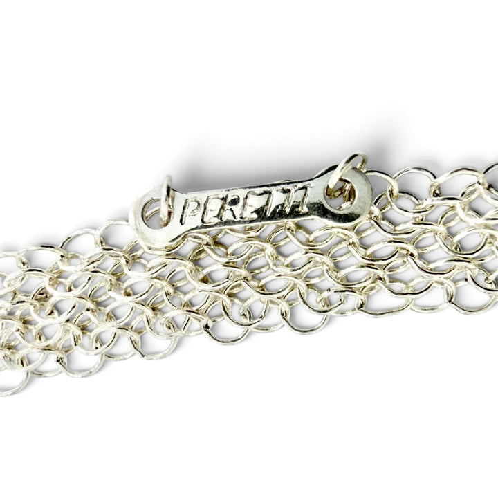 Great TIFFANY&Co. Necklace Open Heart Pendant Large Mesh Chain Silver 925 Women
