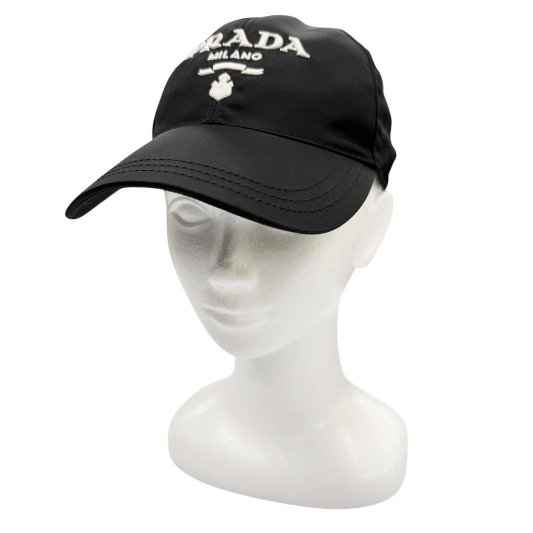 Great PRADA cap RE-NYLON Logo Embroidered Baseball Cap black Nylon mens L 2HC274