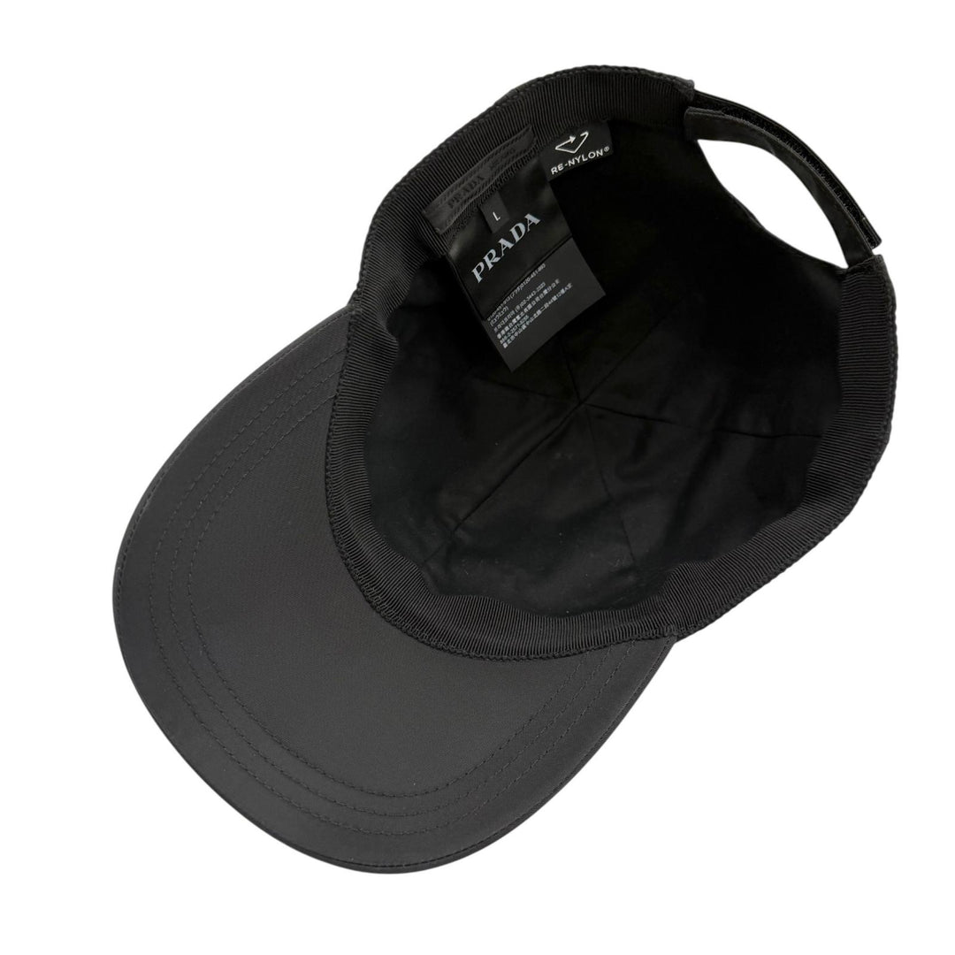 Great PRADA cap RE-NYLON Logo Embroidered Baseball Cap black Nylon mens L 2HC274