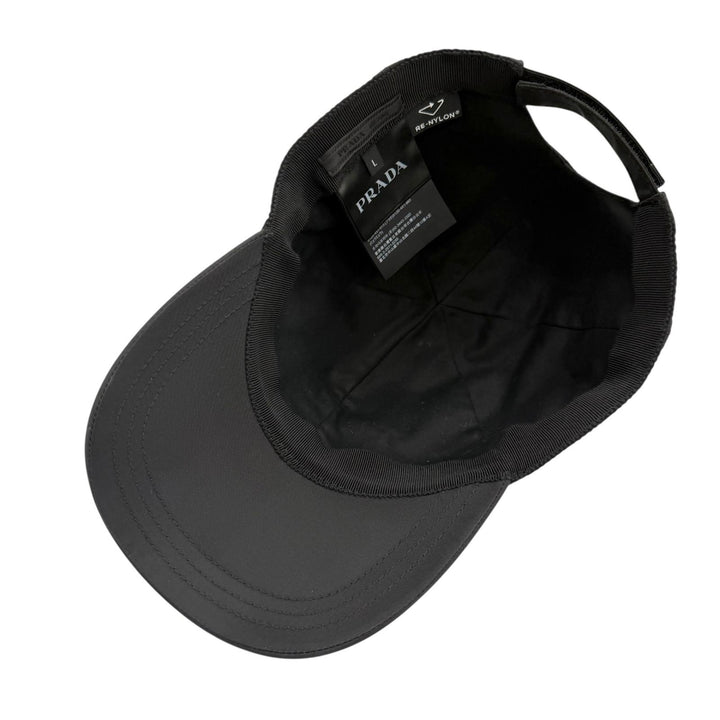 Great PRADA cap RE-NYLON Logo Embroidered Baseball Cap black Nylon mens L 2HC274