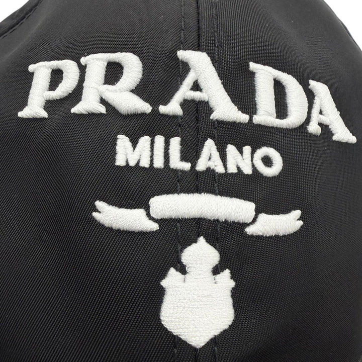 Great PRADA cap RE-NYLON Logo Embroidered Baseball Cap black Nylon mens L 2HC274