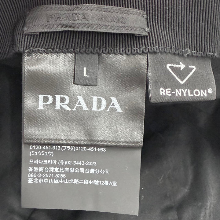 Great PRADA cap RE-NYLON Logo Embroidered Baseball Cap black Nylon mens L 2HC274