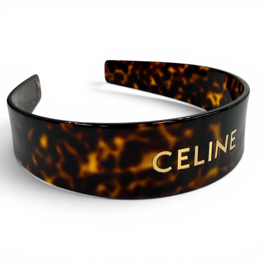 Excellent CELINE Katyusha Headband: Acetate & Steel Brown acetate 46Y376CEA