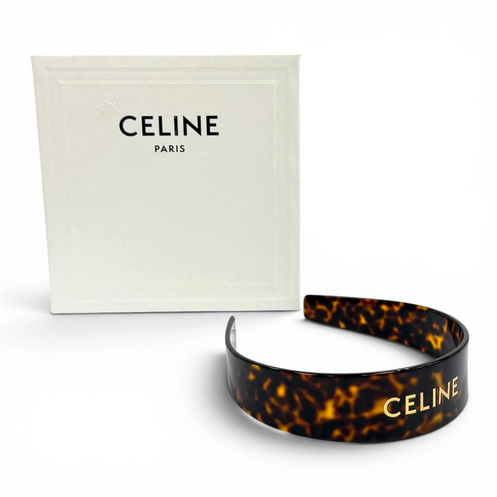 Excellent CELINE Katyusha Headband: Acetate & Steel Brown acetate 46Y376CEA