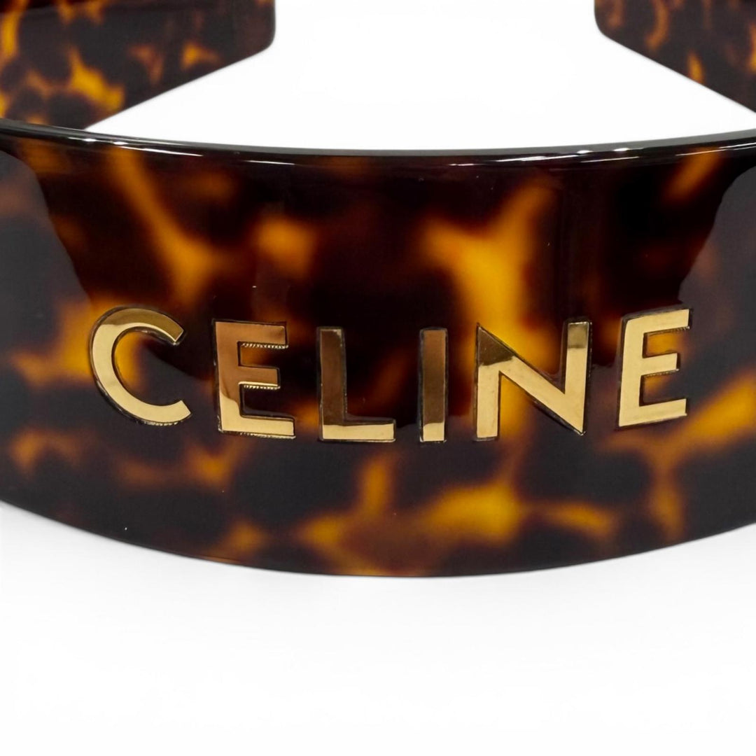 Excellent CELINE Katyusha Headband: Acetate & Steel Brown acetate 46Y376CEA