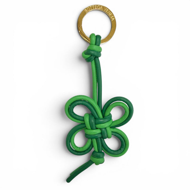Excellent BOTTEGAVENETA Bag charm quadrifoglio Key ring green leather Women