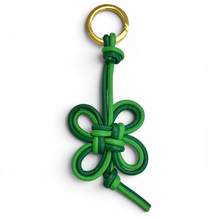 Excellent BOTTEGAVENETA Bag charm quadrifoglio Key ring green leather Women
