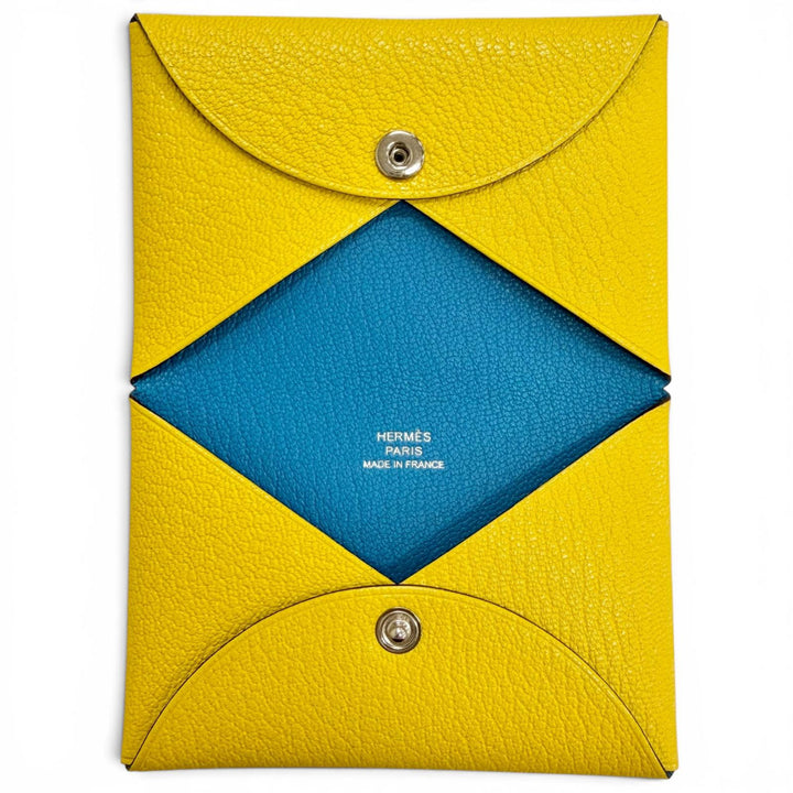 Excellent HERMES Card Case Calvi Verso Shoble misol Women
