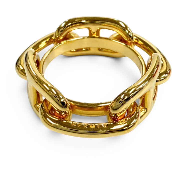 Excellent HERMES Scarf ring Scarf Ring 90 Legato lucade shane dunkle gold Women