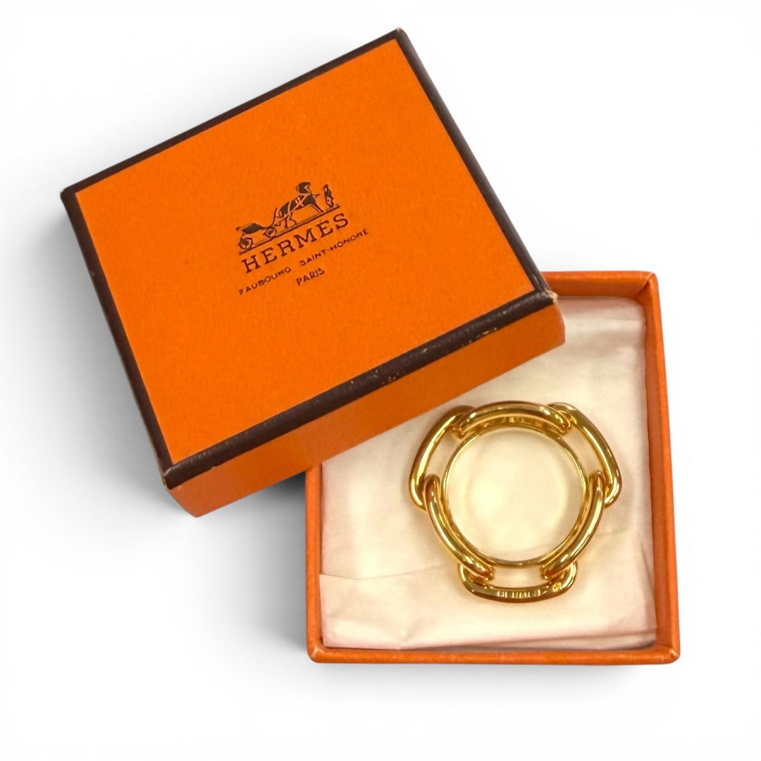 Excellent HERMES Scarf ring Scarf Ring 90 Legato lucade shane dunkle gold Women