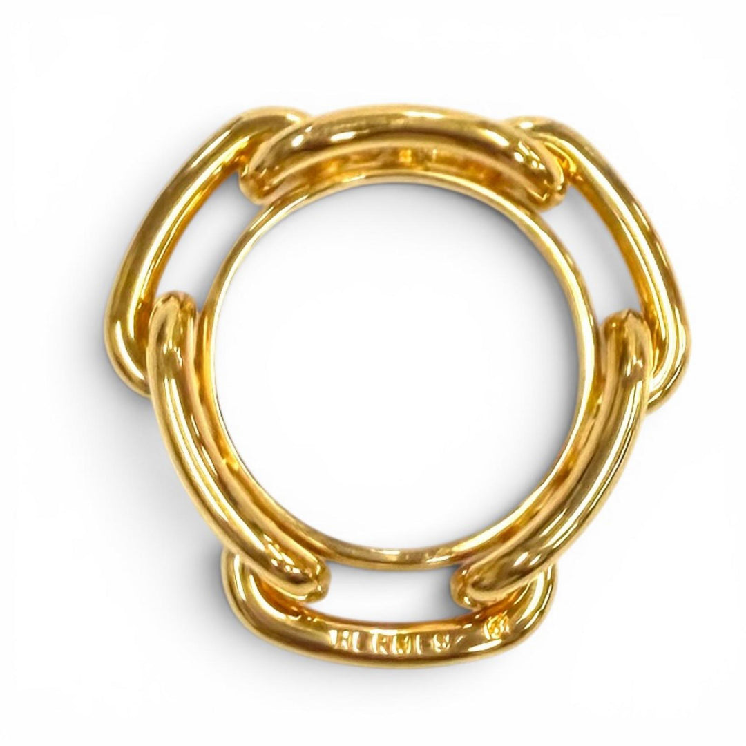 Excellent HERMES Scarf ring Scarf Ring 90 Legato lucade shane dunkle gold Women