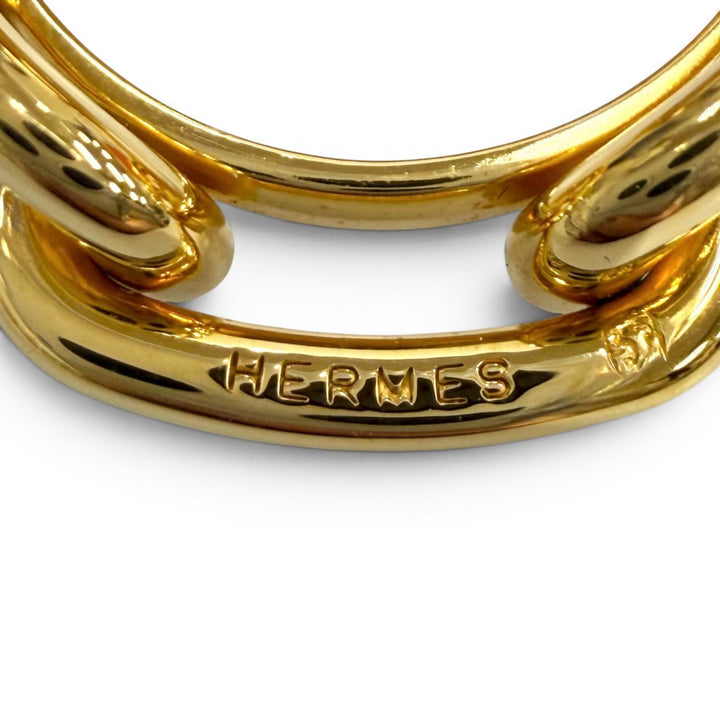 Excellent HERMES Scarf ring Scarf Ring 90 Legato lucade shane dunkle gold Women