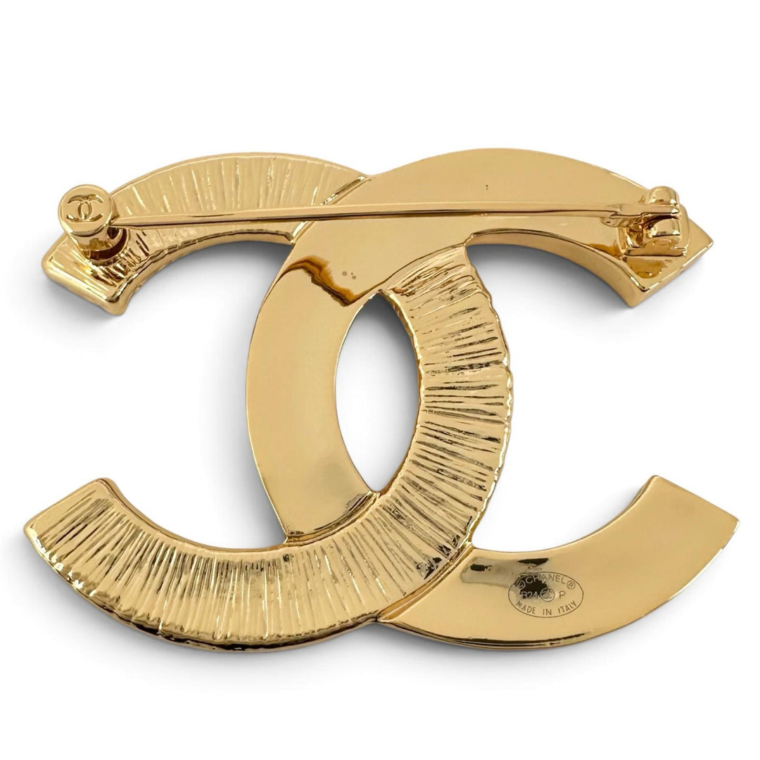 Excellent CHANEL Brooch Bicolor COCO Mark gold plating Women B24P