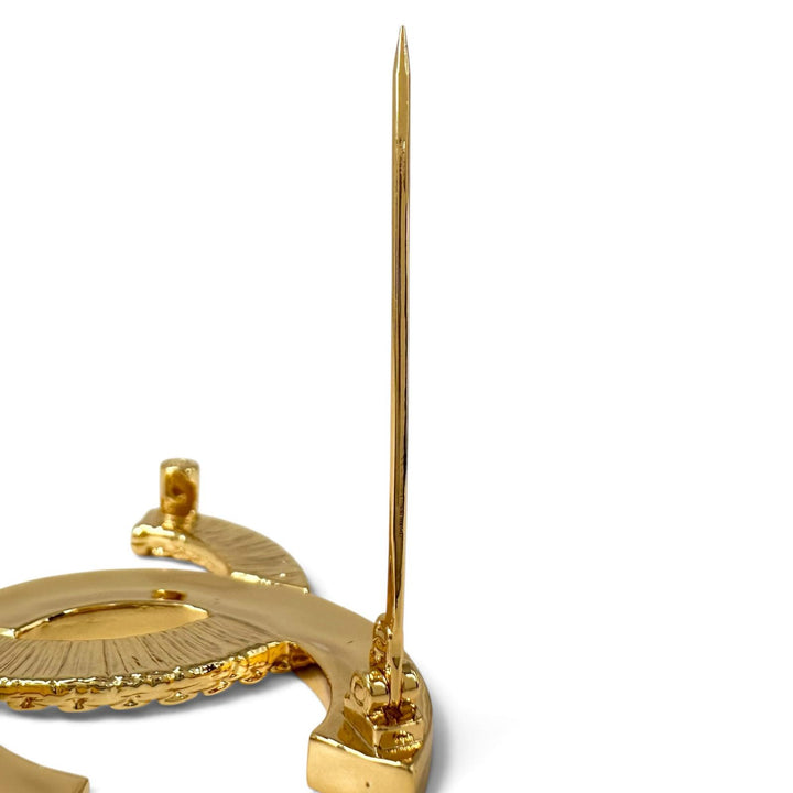Excellent CHANEL Brooch Bicolor COCO Mark gold plating Women B24P