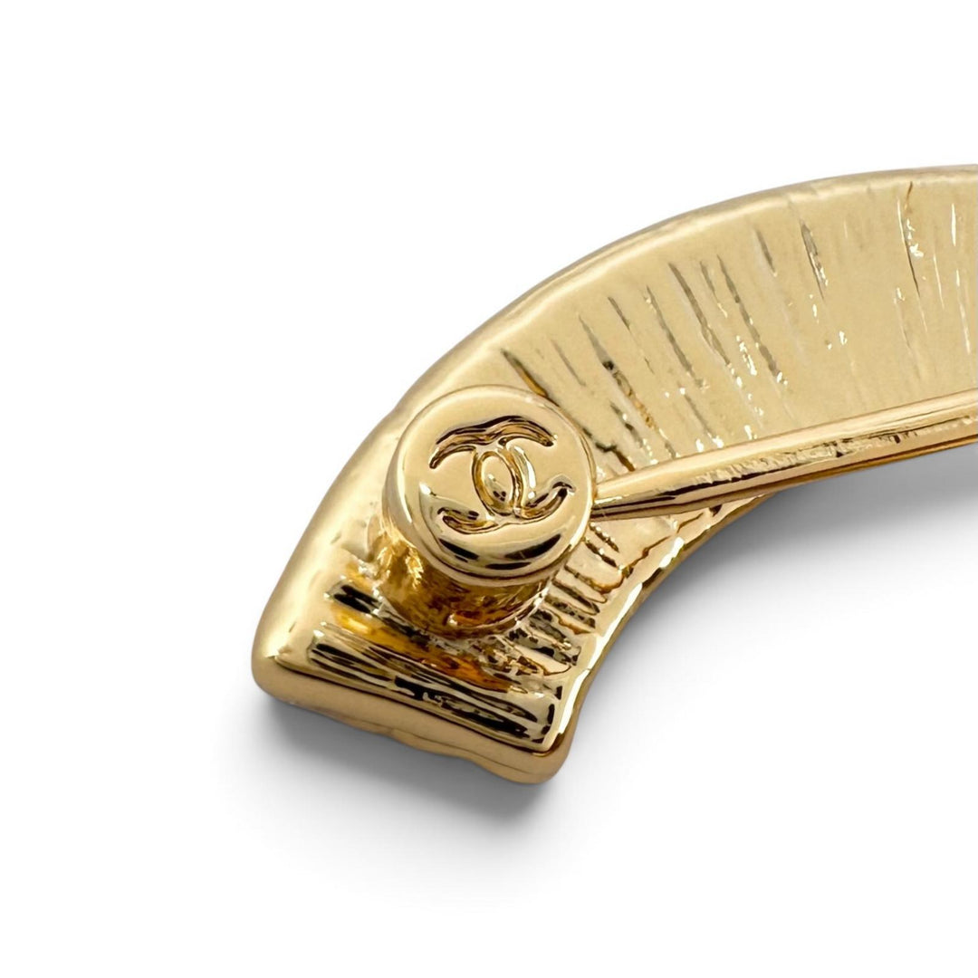 Excellent CHANEL Brooch Bicolor COCO Mark gold plating Women B24P