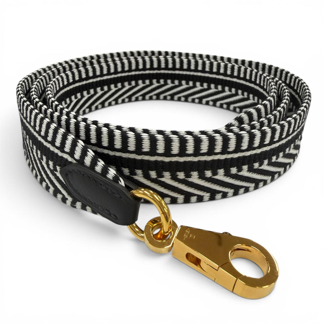 Great HERMES Shoulder strap Bandouliere Sangle Caval 1"" black canvas Women