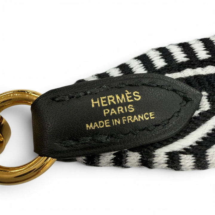 Great HERMES Shoulder strap Bandouliere Sangle Caval 1"" black canvas Women