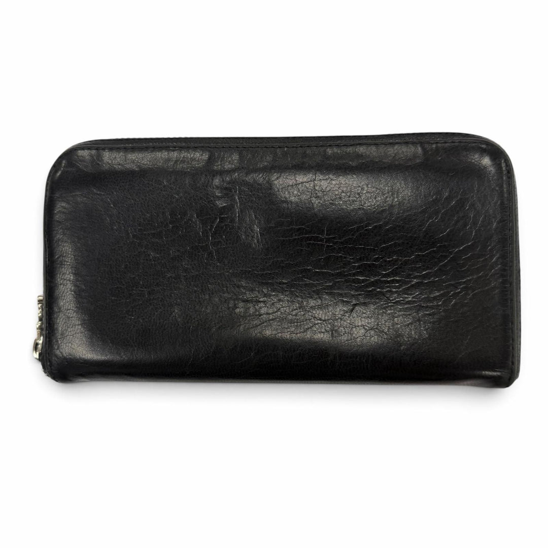 Very Good CHROME HEARTS Purse REC F 3PTCH/REC-F ZIP black leather mens